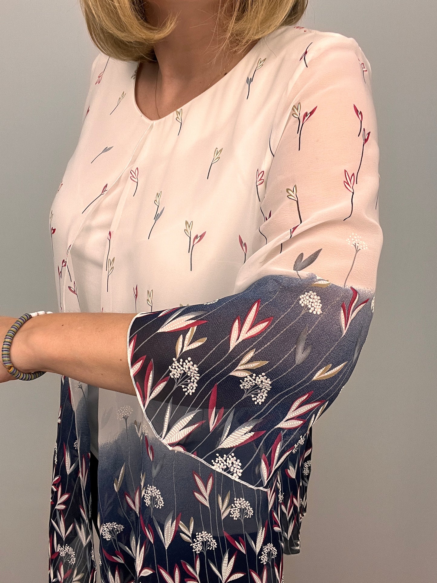 MARTHA chiffon cape-like effect top