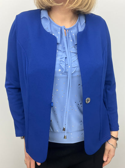 Royal blue One-button fabric jacket