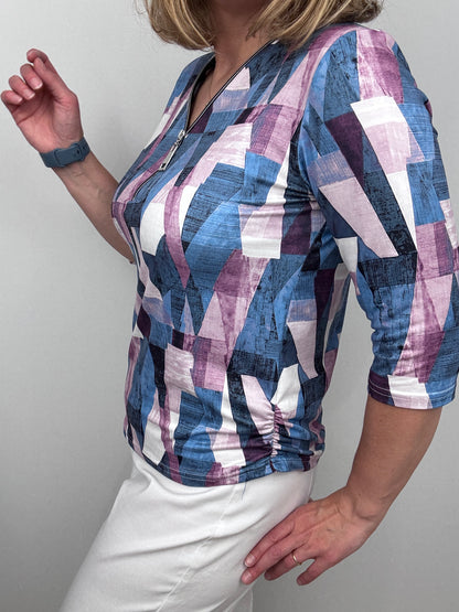 HOLLY 3/4 sleeve zip top