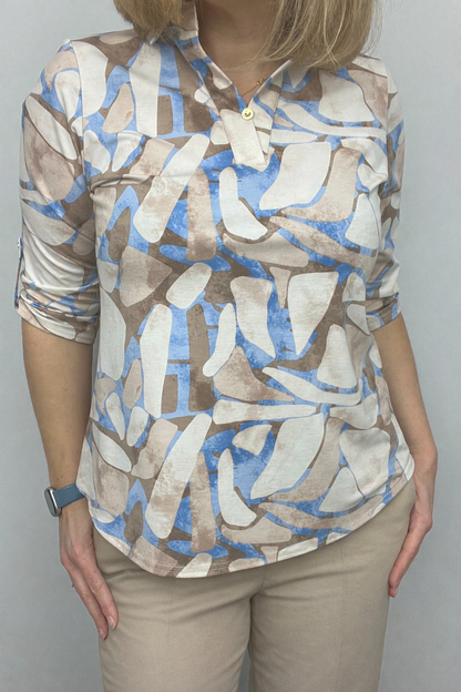 PATRICIA top with collar and V-neckline