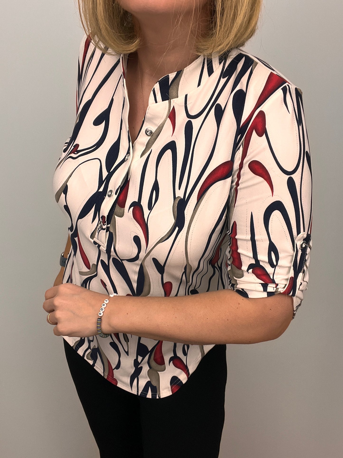 OLIVIA stand-up collar top