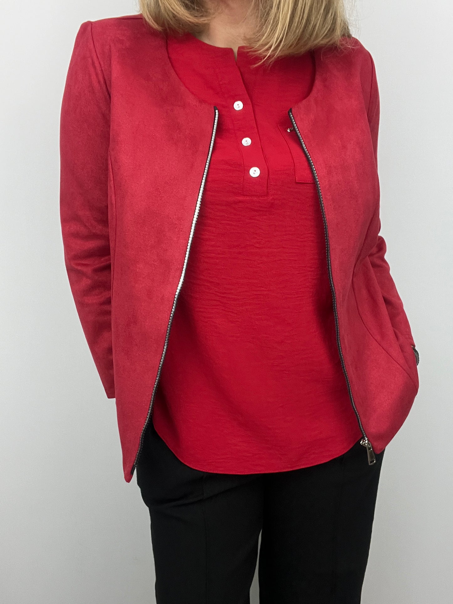 Suedette jacket red