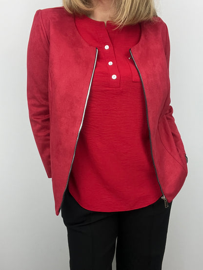 Suedette jacket red