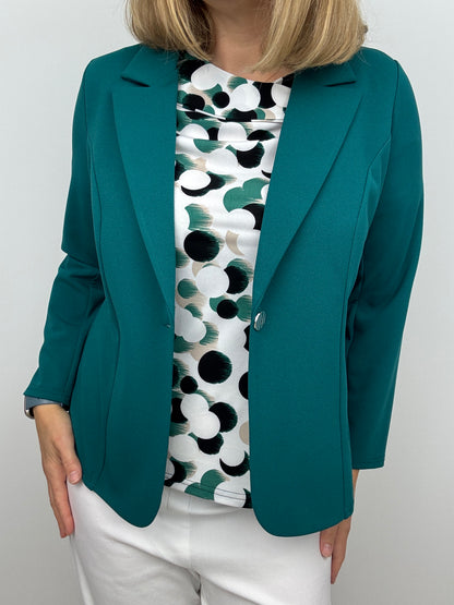 BONNIE top with brooch detail at neckline