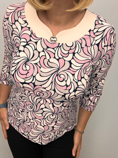 ELLA top with cream neckline