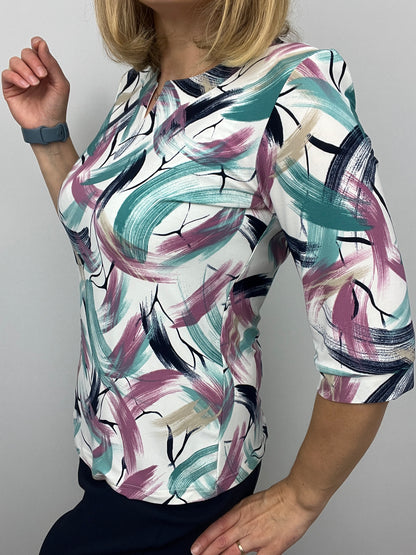 BELLA top with mini v-neck