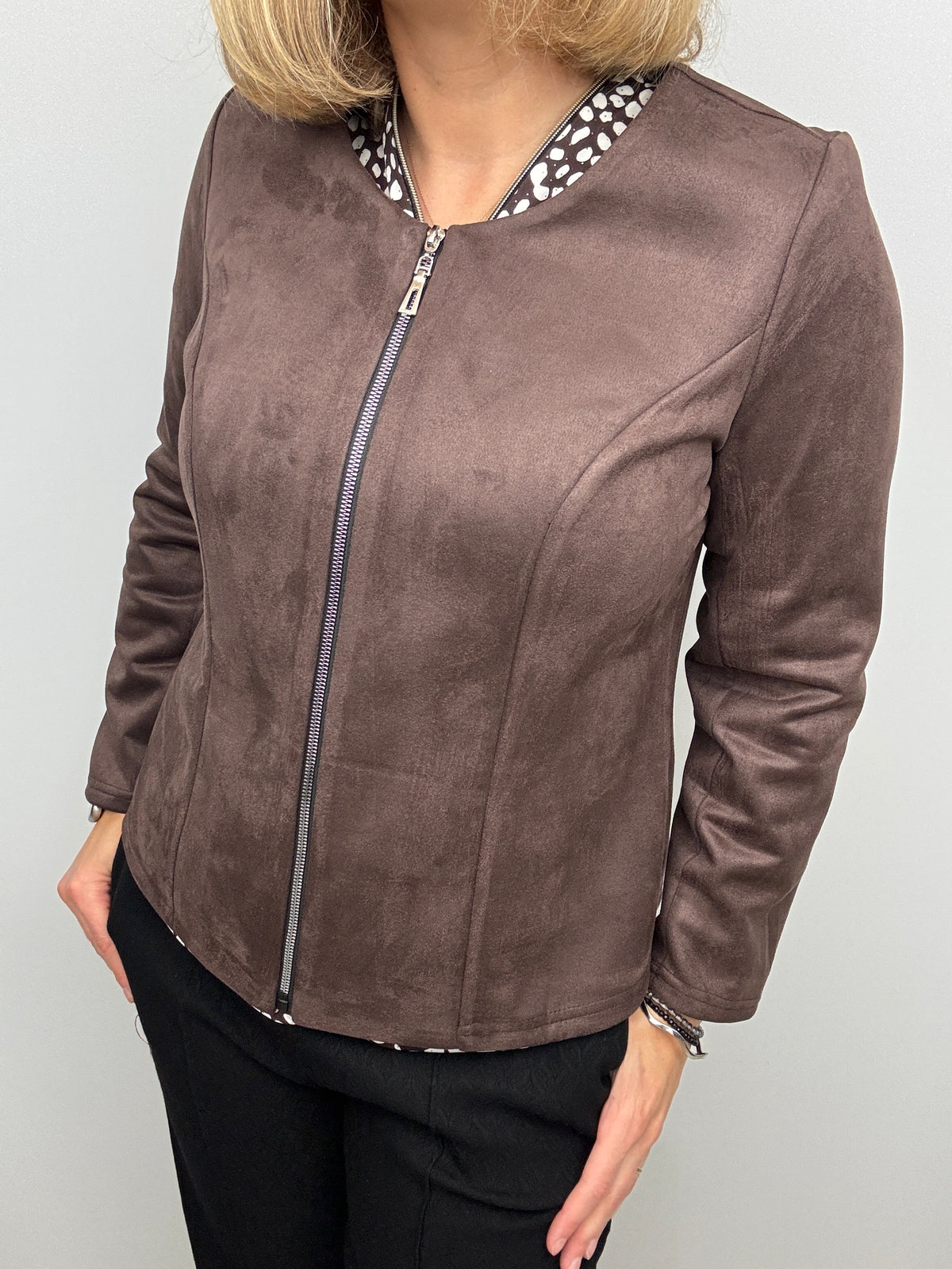 Chocolate brown suedette jacket