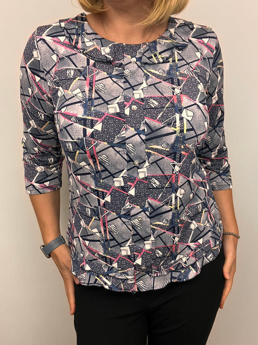 BETTY top with single frill neckline