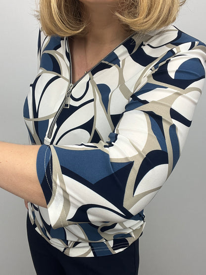 GABRIELLE 3/4 sleeve zip top
