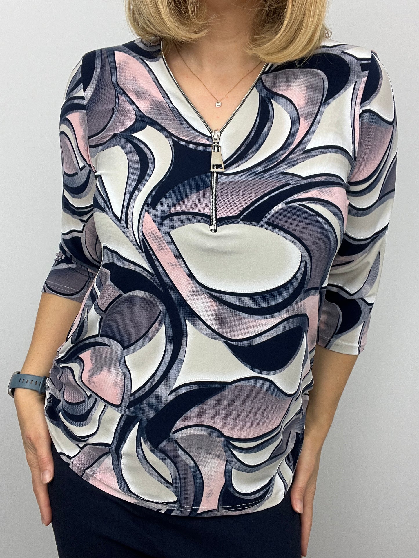 RACHEL 3/4 sleeve zip top