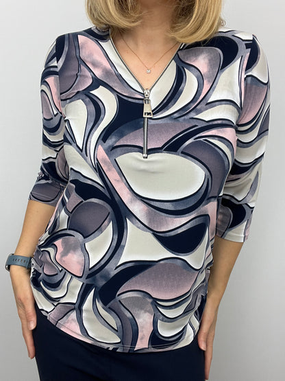 RACHEL 3/4 sleeve zip top
