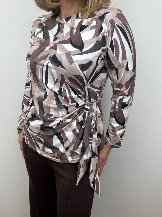 MARGARET peachy feel long sleeve wrap-style top
