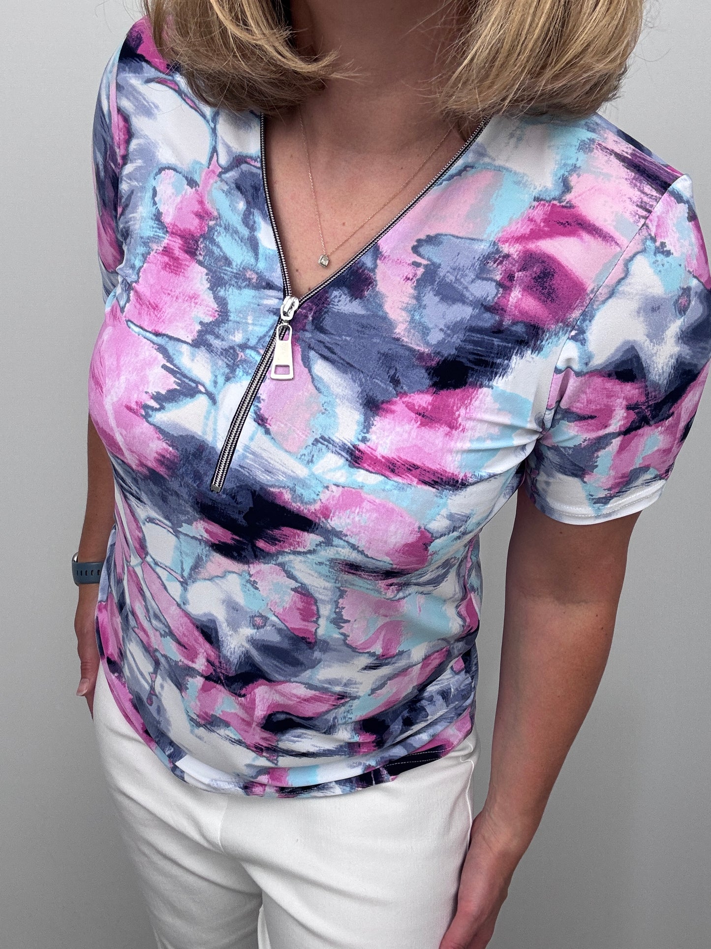 PAM short sleeve zip top