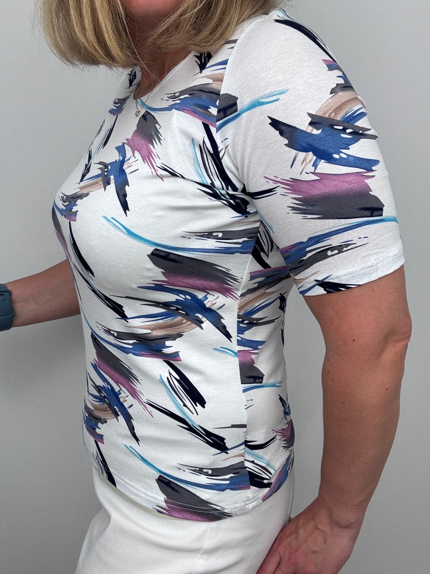UNA cotton feel style top short sleeve
