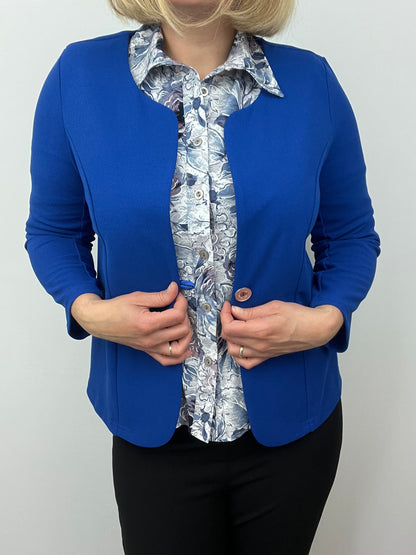 Royal blue One-button fabric jacket