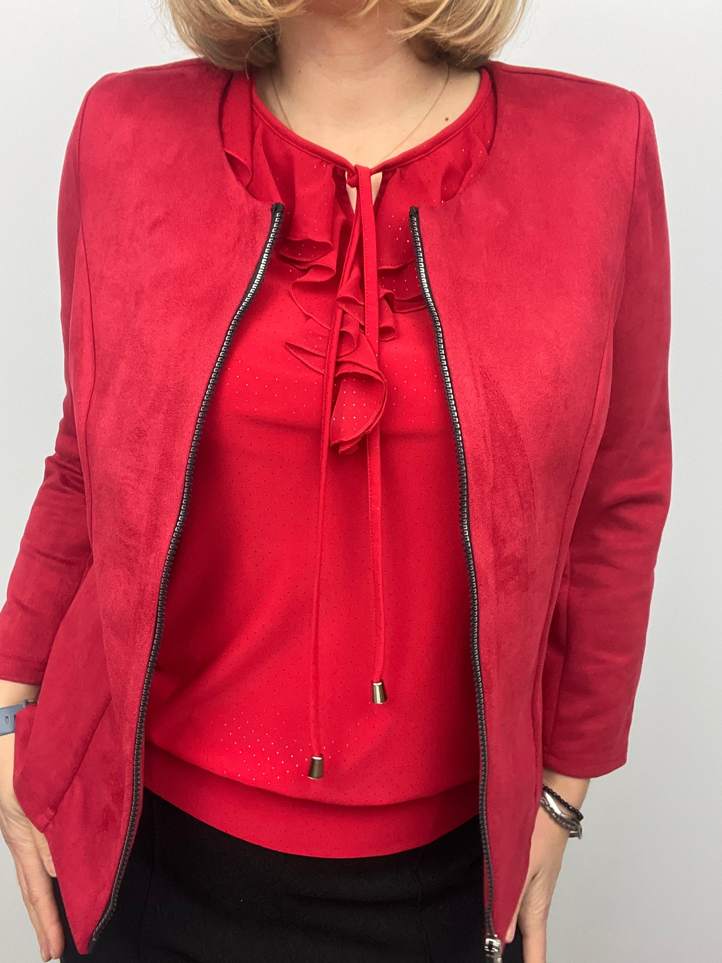 Suedette jacket red