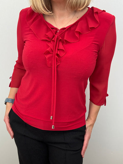 ROSALIE plain red ruffle top