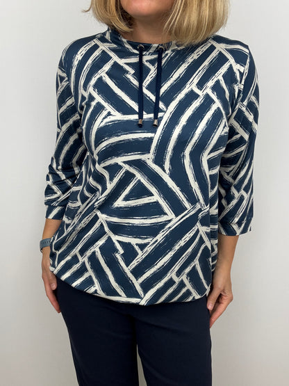 EVE soft brushed abstract print high-neck top