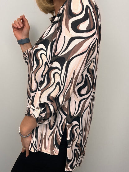 HILARY fine knit shirt style top with collar