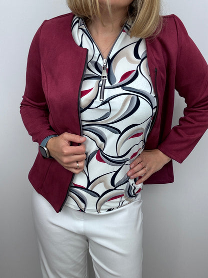 KAREN short sleeve zip top