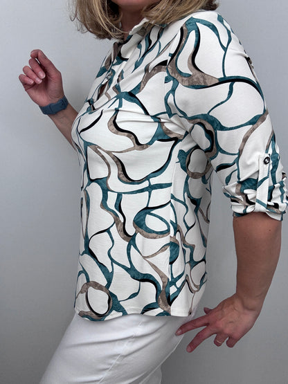 BARBARA top with collar and V-neckline