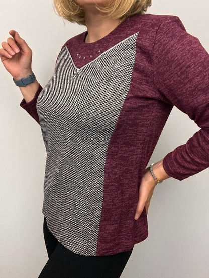 CLARA burgundy fine knit winter top