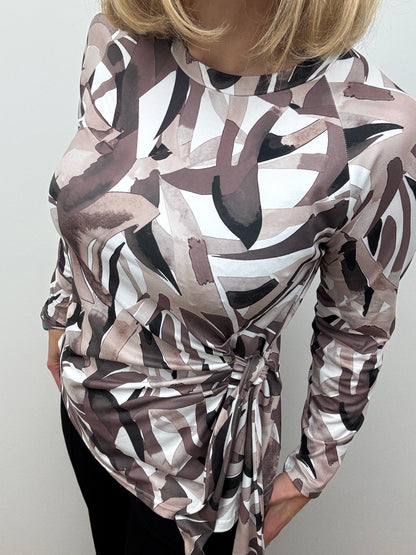 MARGARET peachy feel long sleeve wrap-style top