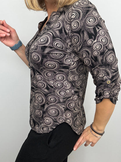 ANDREA autumn weight stand-up collar top