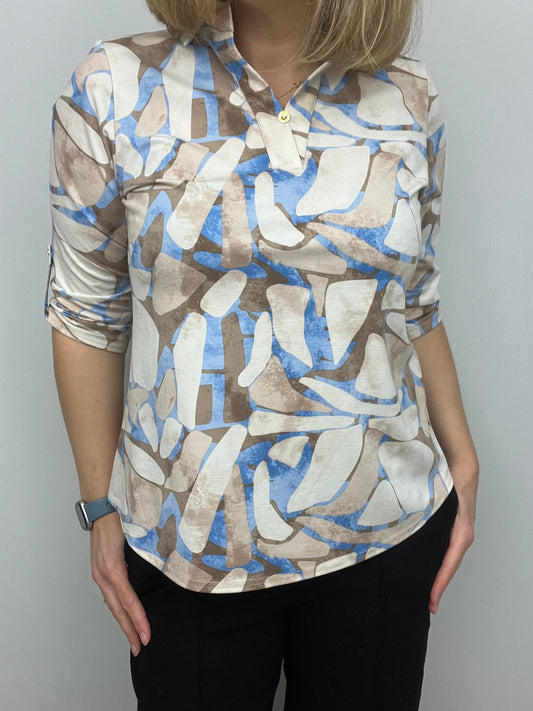 PATRICIA top with collar and V-neckline