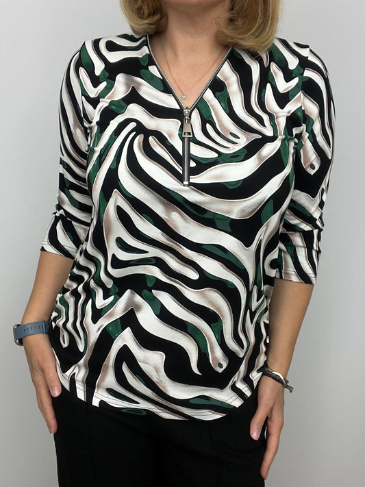 NATALIE zip top 3/4 sleeve