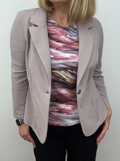 Mink pink fabric jacket with lapel collar
