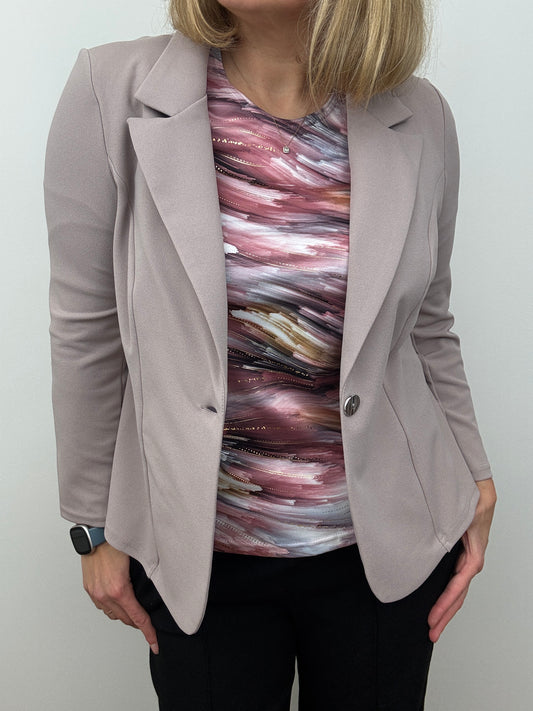 Mink pink fabric jacket with lapel collar