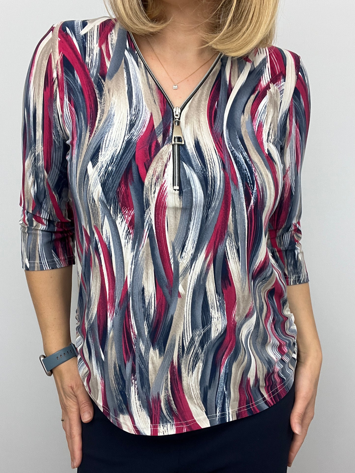LEAH 3/4 sleeve zip top