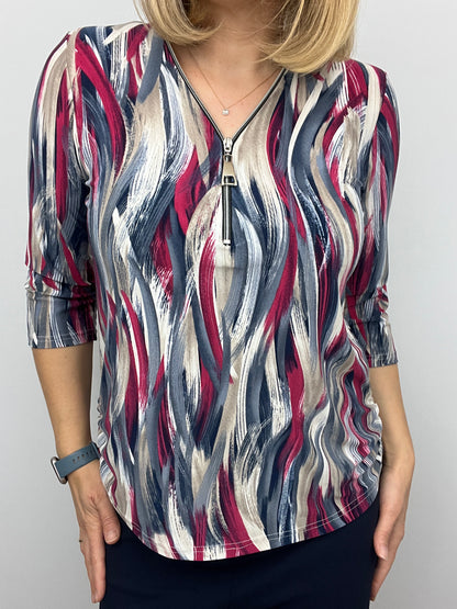 LEAH 3/4 sleeve zip top