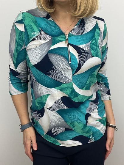 EMERALD 3/4 sleeve zip top