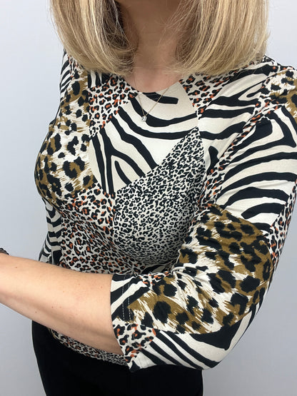 SIENNA peachy feeling style top 3/4 sleeves