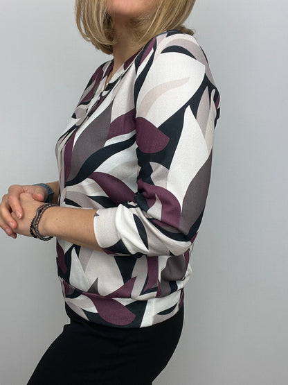 SOPHIE v-neck fine-knit top 3/4 sleeves