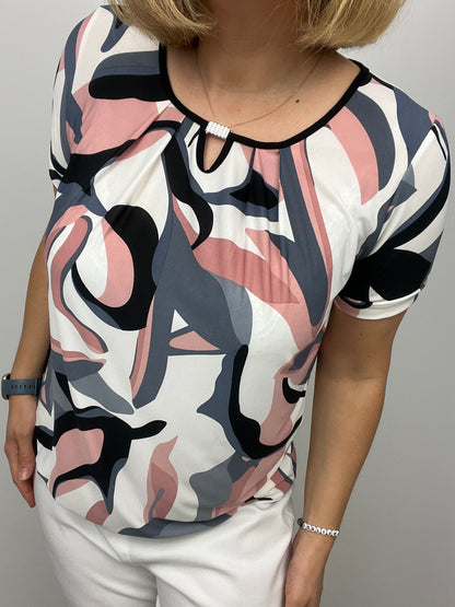 ARIA short sleeve top with elasticated hem