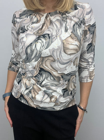 DAWN marble print top  with gold detail