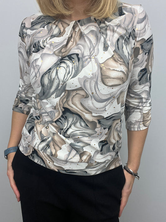 DAWN marble print top  with gold detail