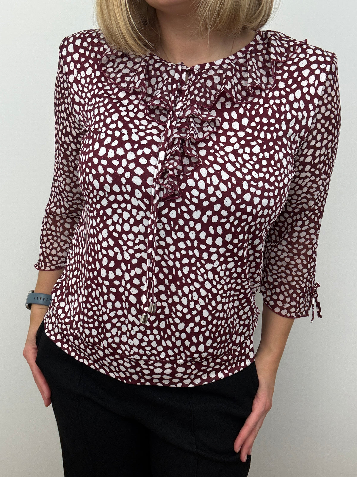 LAYLA burgundy ruffle top