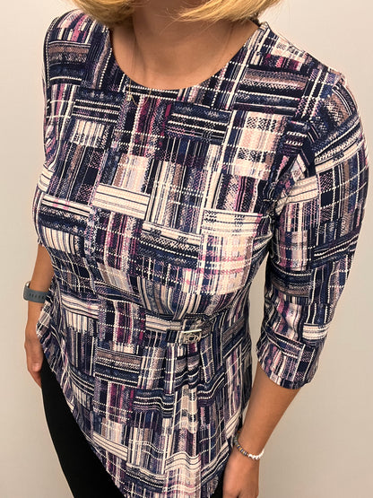VIOLA round neck top with dipped hem