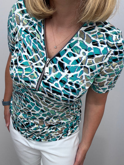 AGATHA short sleeve zip top