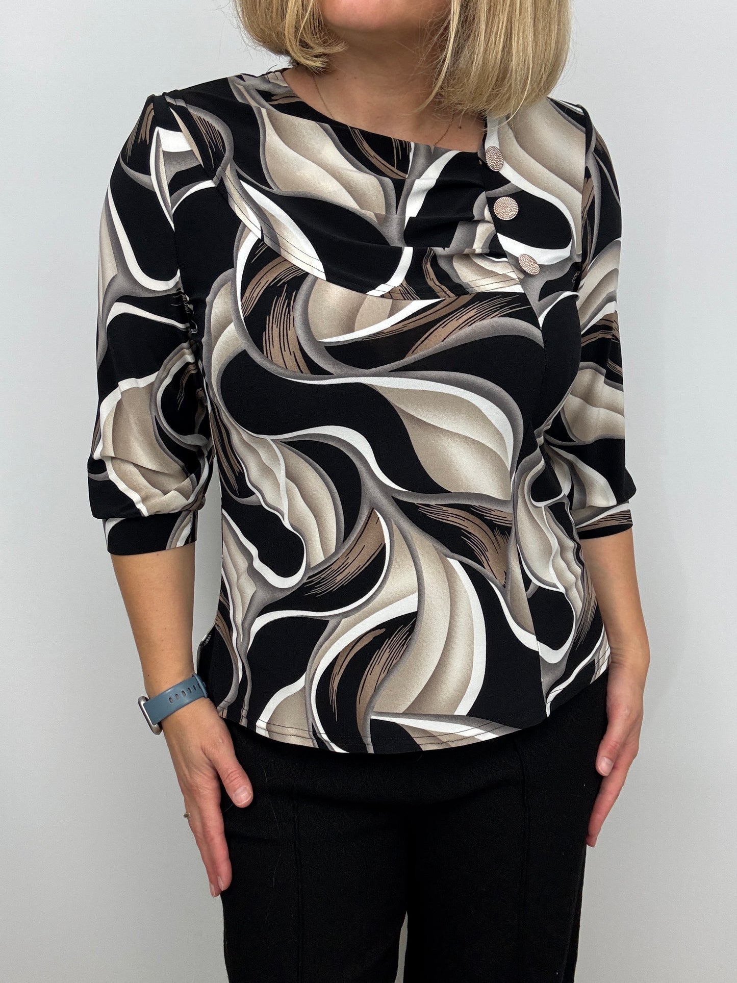 KATHY top with pleated neckline