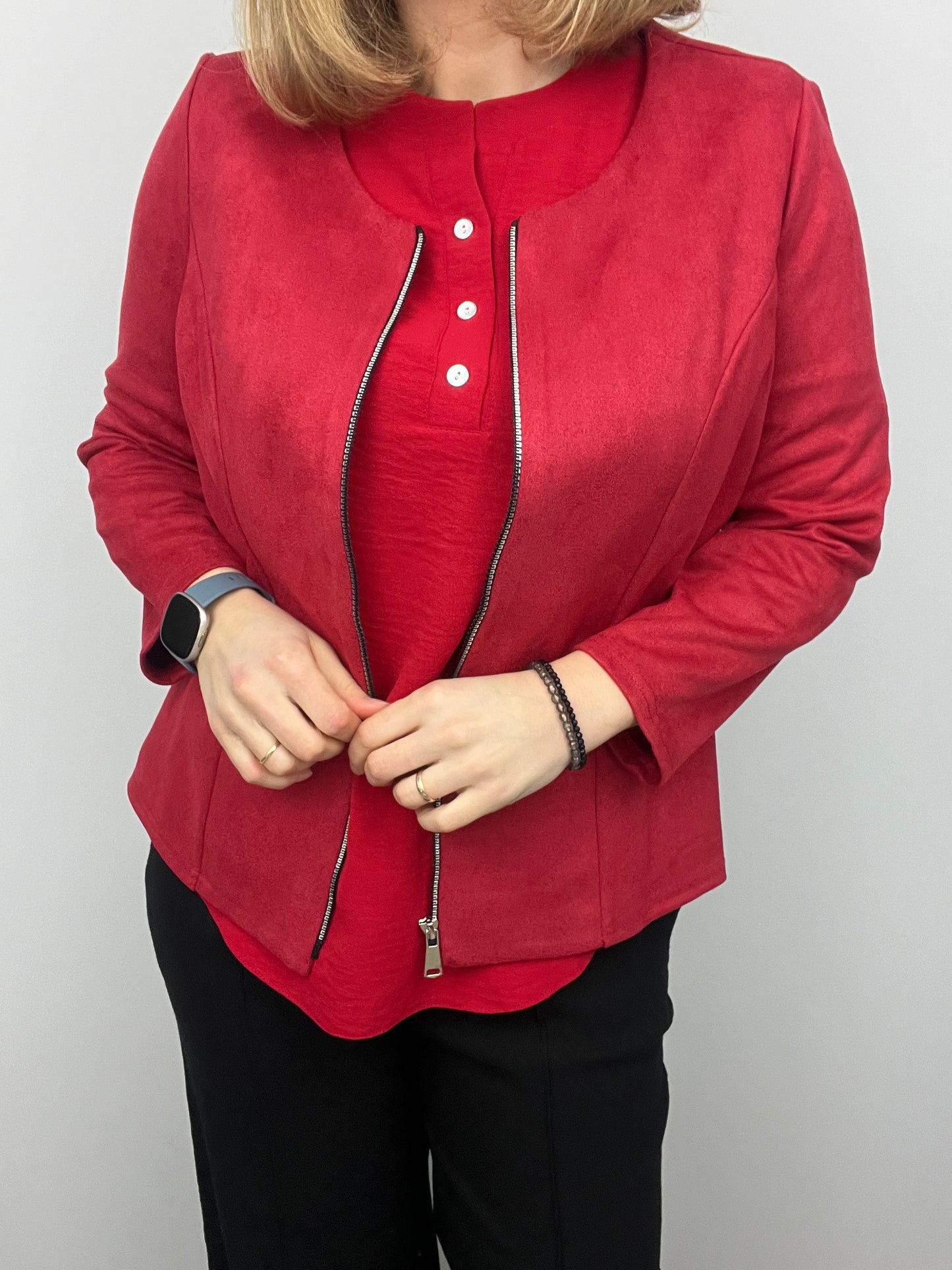 Suedette jacket red