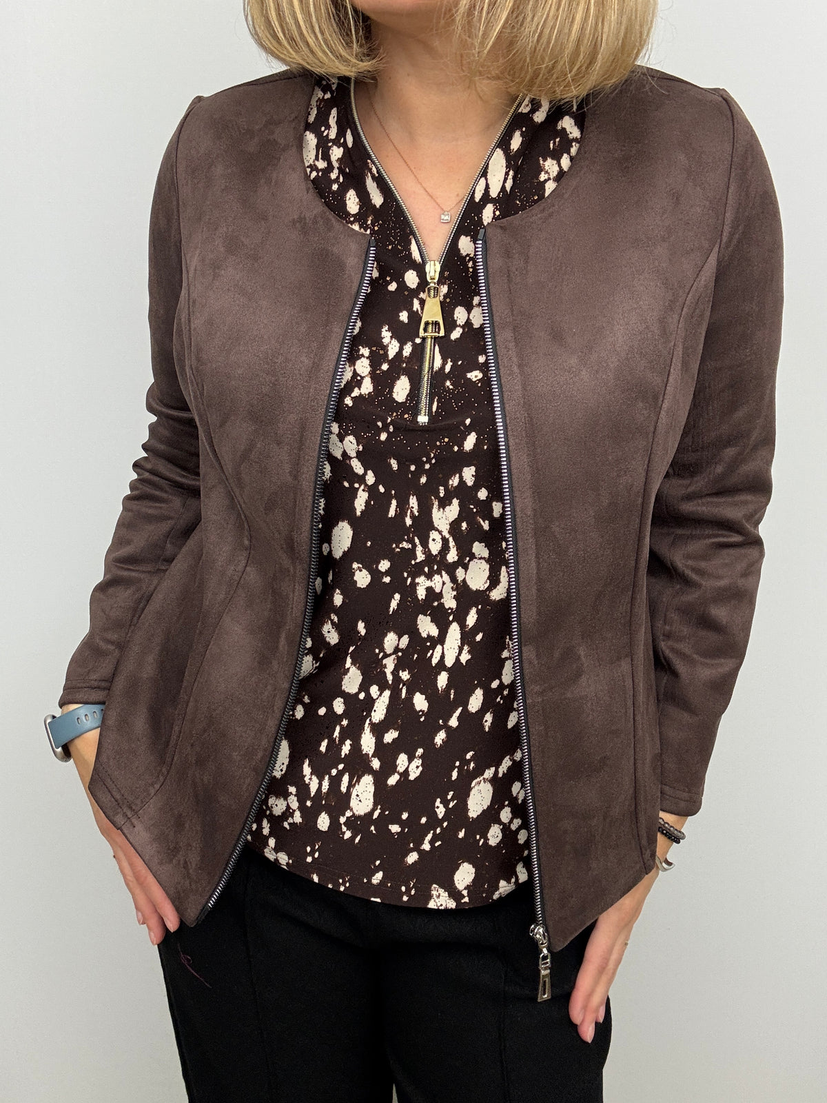 Chocolate brown suedette jacket