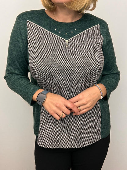 EVA green fine knit winter top