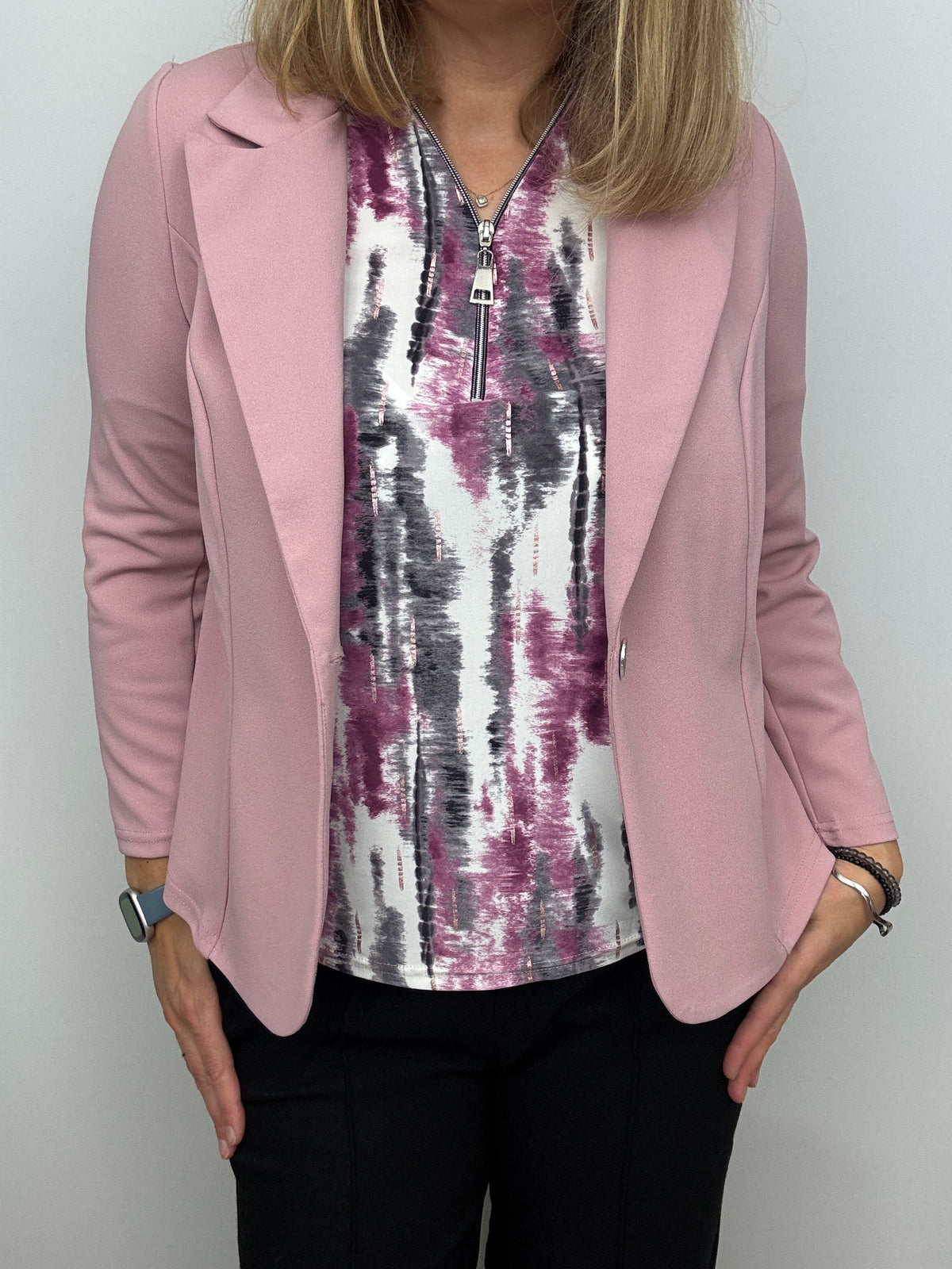 ABBEY 3/4 sleeve zip top