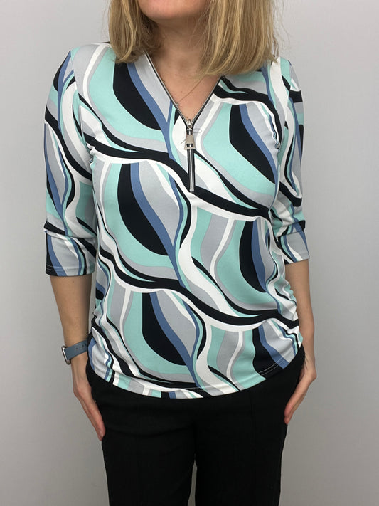 MEGAN 3/4 sleeve zip top