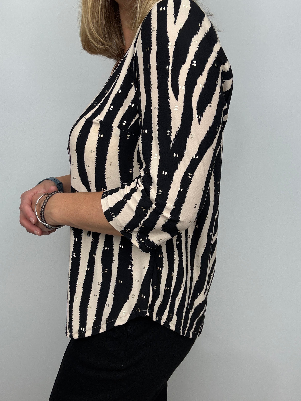 STACEY button-detail V-neck top